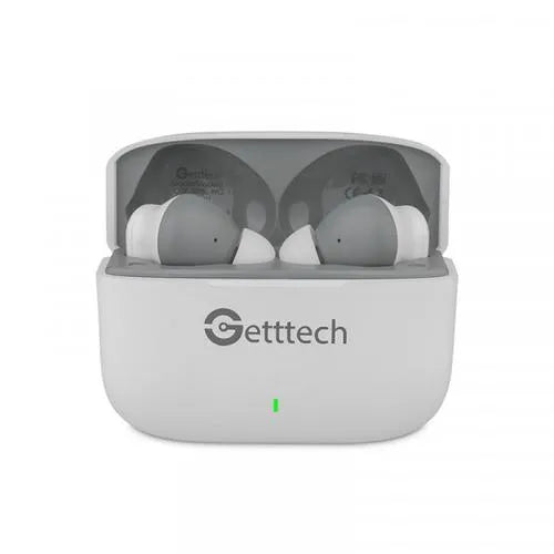 Audifonos Earbud Getttech Bluetooth Blanco Con Gris - Gue-T8Pbl-Wg