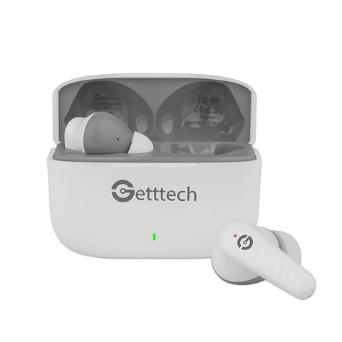 Audifonos Earbud Getttech Bluetooth Blanco Con Gris - Gue-T8Pbl-Wg