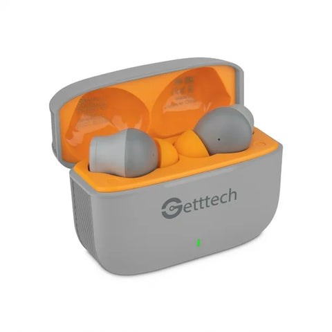 Audifonos Earbud Getttech Bluetooth Gris Con Naranja Gue-T8Pbl-Go