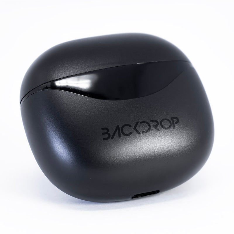 Audífonos Inalámbricos Backdrop. Bluetooth 5.0, Micrófono, Touch, Caja de carga con pantalla. Modelo TWS-3N. Color negro