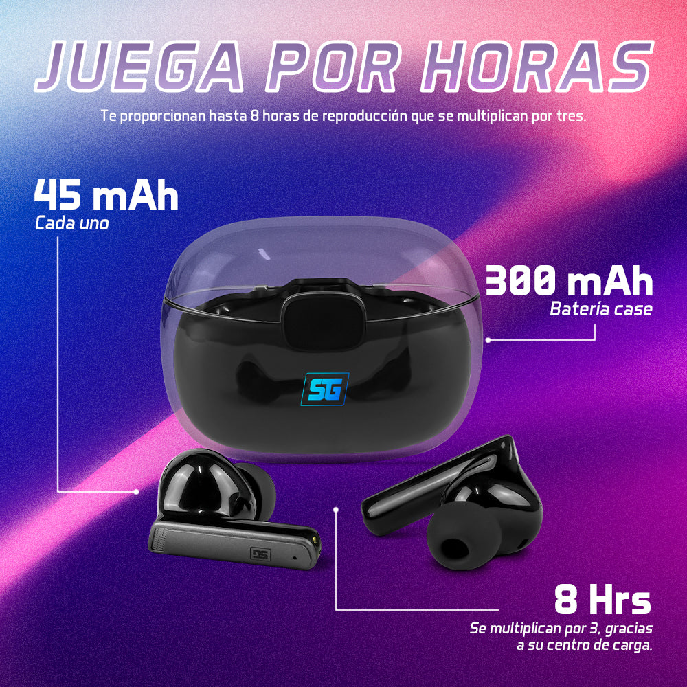 Audífonos Start The Game Tws Ipx6 Led Bt 5.3 Hasta 10 Mts ESB-301-PRO