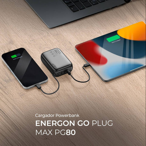 Cargador Powerbank Acteck Energon Go Plug Max PG80 - Capacidad 20,000mAh - Carga Rápida para Múltiples Viajes