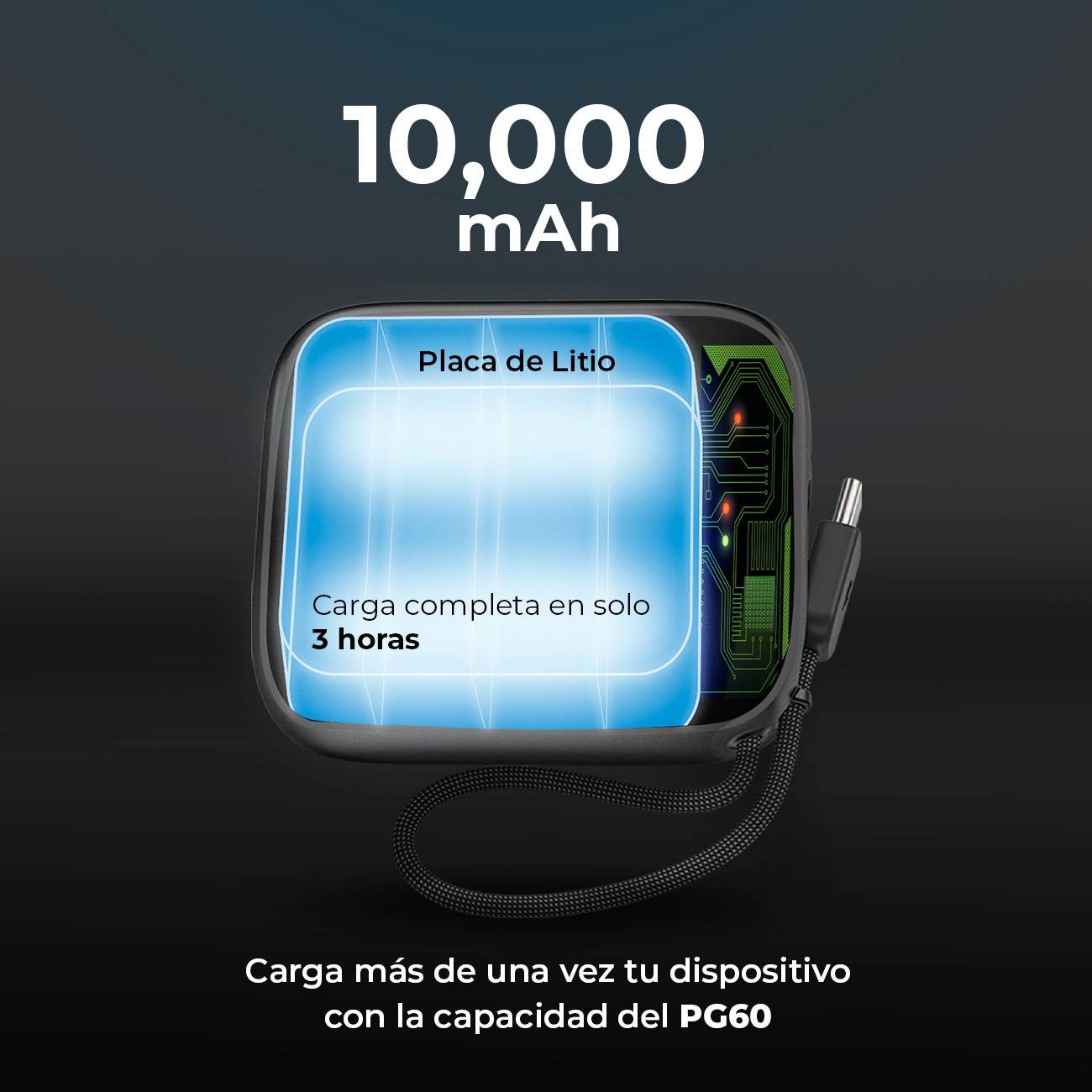 Cargador Powerbank Acteck Energon Go Plug Pro PG60 - Capacidad 10,000mAh - Energía Portátil para Todo el Día