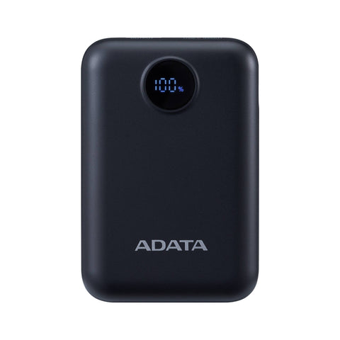 PowerBank ADATA C100 10,000 mAh Negro - Carga Simultánea de 2 Dispositivos e Indicador LED - Energía Portátil Confiable - Nuevo