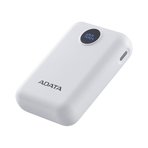 PowerBank ADATA C100 10,000 mAh Blanco - Carga Simultánea de 2 Dispositivos e Indicador LED - Diseño Limpio y Compacto - Nuevo