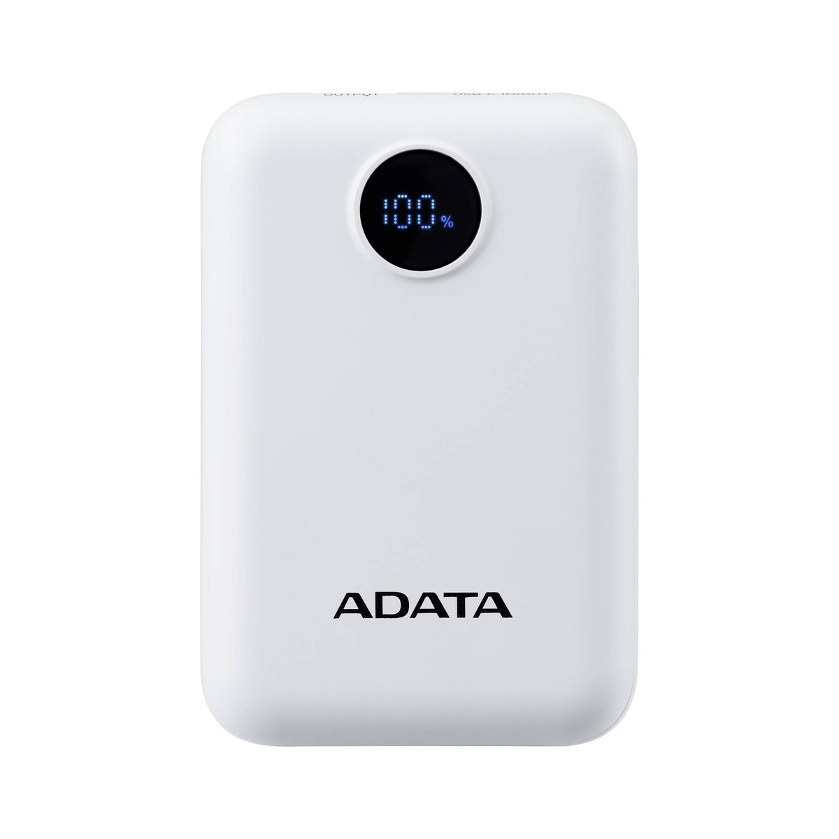 PowerBank ADATA C100 10,000 mAh Blanco - Carga Simultánea de 2 Dispositivos e Indicador LED - Diseño Limpio y Compacto - Nuevo