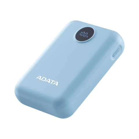 PowerBank ADATA C100 10,000 mAh Azul - Carga Simultánea de 2 Dispositivos e Indicador LED - Respaldo Eléctrico Eficiente - Nuevo