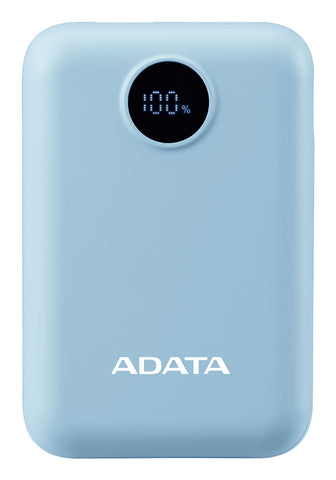 PowerBank ADATA C100 10,000 mAh Azul - Carga Simultánea de 2 Dispositivos e Indicador LED - Respaldo Eléctrico Eficiente - Nuevo
