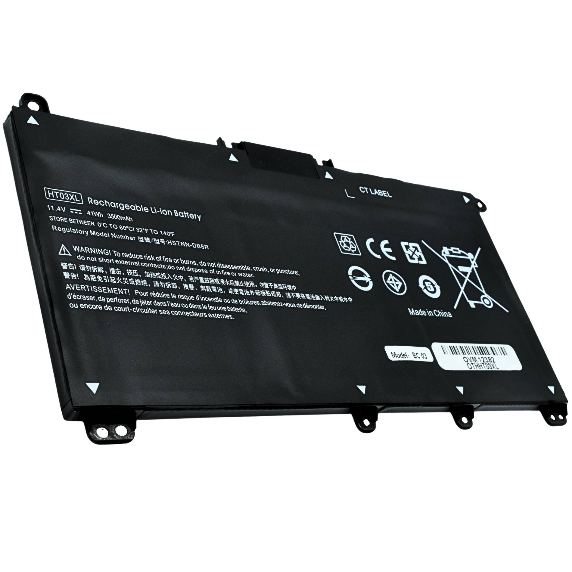 Batería para Laptop Ovaltech OTHHT03XL 3630mAh 11.55V para HP 14-CE, 15-DA y HP 240 G7 Energía de Larga Duración Nueva