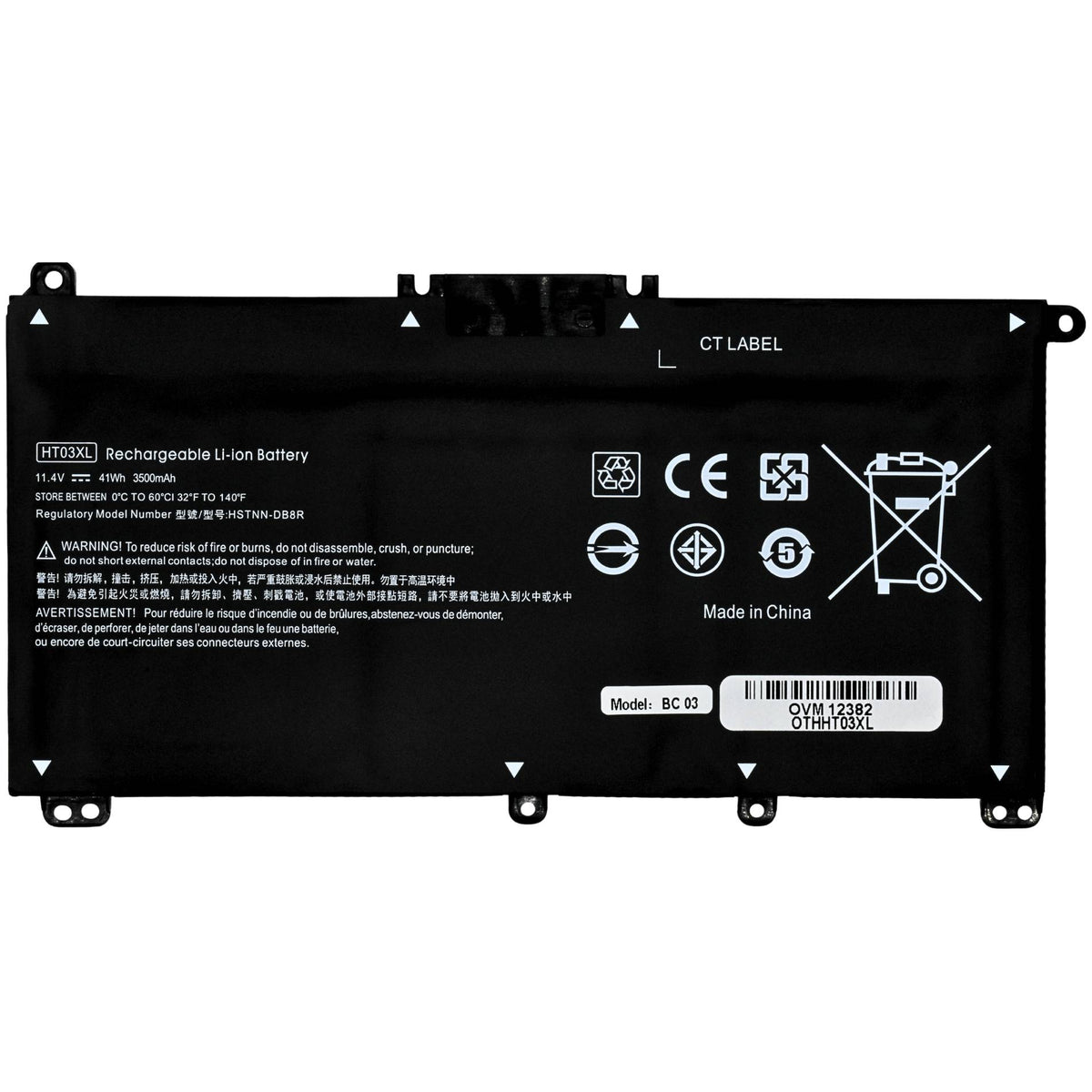 Batería para Laptop Ovaltech OTHHT03XL 3630mAh 11.55V para HP 14-CE, 15-DA y HP 240 G7 Energía de Larga Duración Nueva