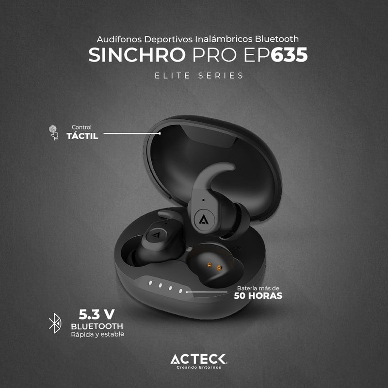 Audífonos deportivos Inalámbricos Bluetooth In Ear Sinchro Pro EP635 Elite Series -