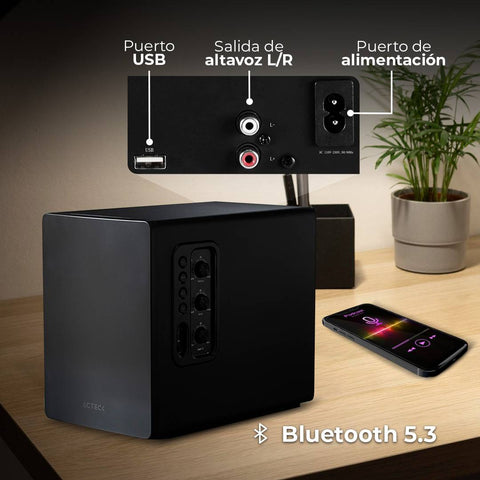 Bocinas de Estudio Acteck Dynamic Exact Mini BS495 - Audio Estéreo 2.1 con Subwoofer 60W RMS - Sonido Potente y Alta Fidelidad