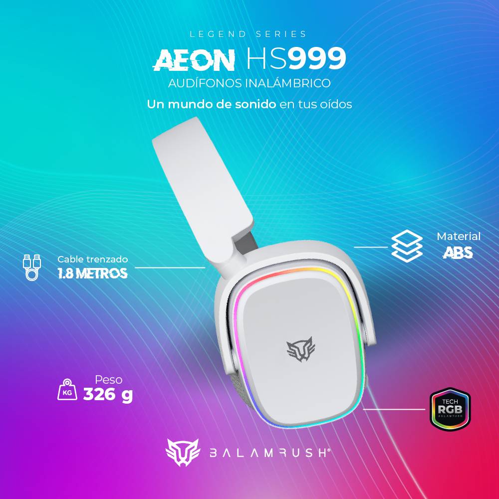 Auriculares Balam Rush HS999 Inalambrico Microfono flexible USB RGB BR-936941