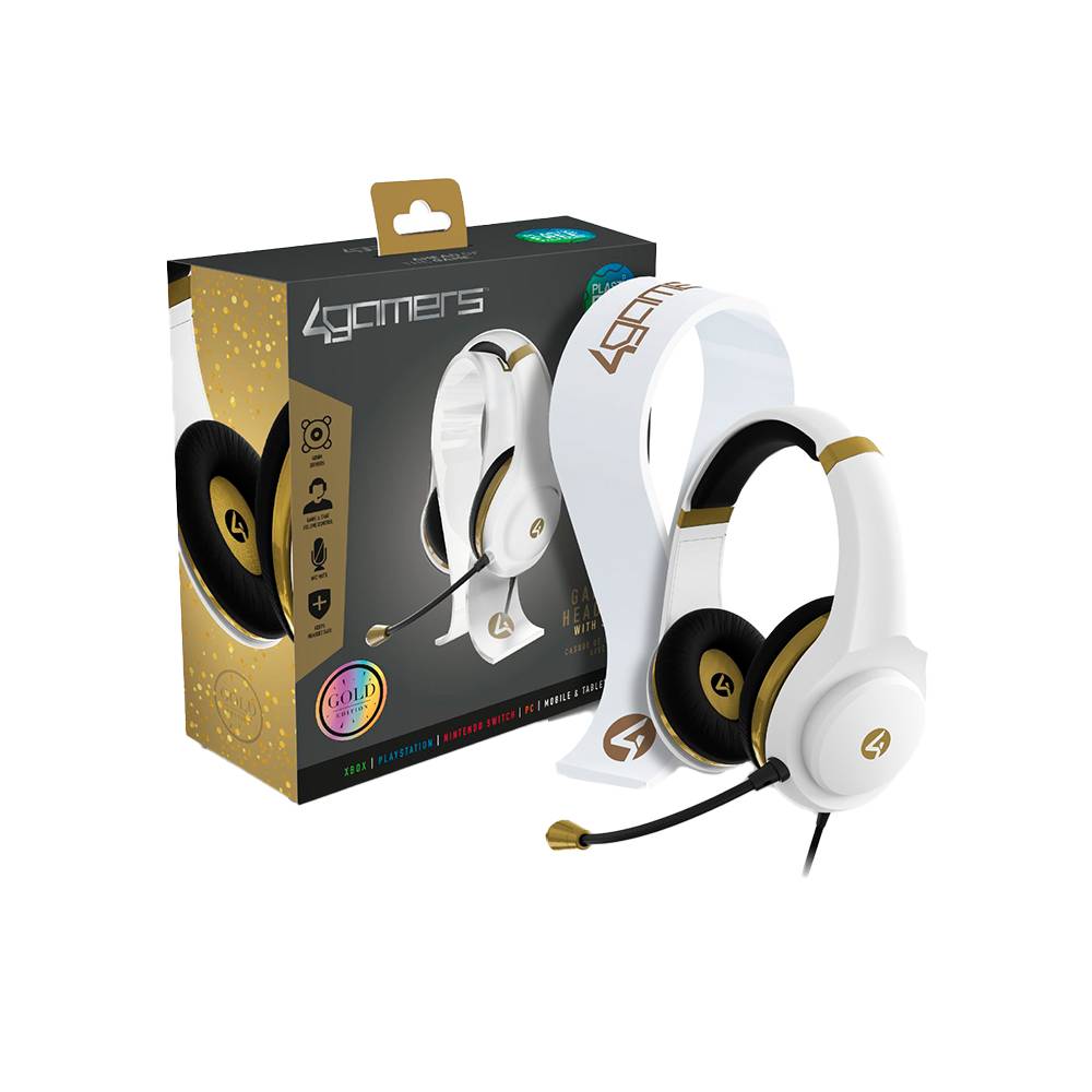 Auriculares para juegos 4Gamers XP-GOLDR-WHT-4G (Color Blanco-Dorado)
