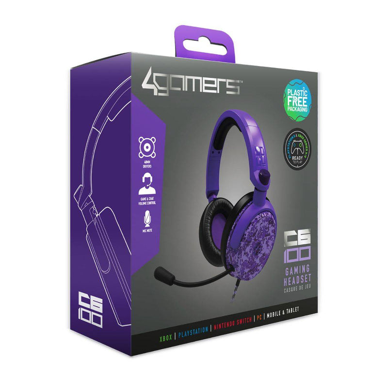 Auriculares para juegos 4Gamers C6-100CAMO-PUR-4G (Camuflaje Purpura)