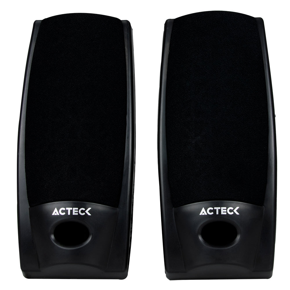 Bocinas Estéreo Acteck AX-2500 - Conexión Auxiliar 3.5mm y Cable 1.2M - Sonido Claro para Escritorio - Nuevo