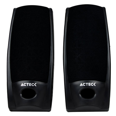 Bocinas Estéreo Acteck AX-2500 - Conexión Auxiliar 3.5mm y Cable 1.2M - Sonido Claro para Escritorio - Nuevo