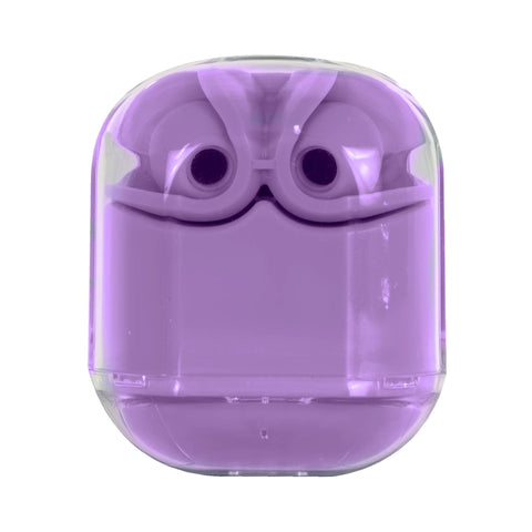 Audífonos Inalámbricos Bluetooth Perfect Choice ClearBeat Morado - Diseño Transparente Moderno - Audio Cristalino