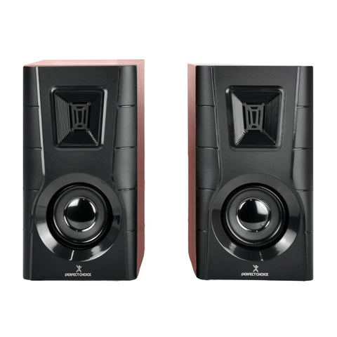 Bocinas para Computadora Perfect Choice Meridian Sonido 2.0 - Elegante Acabado de Madera - Audio Envolvente