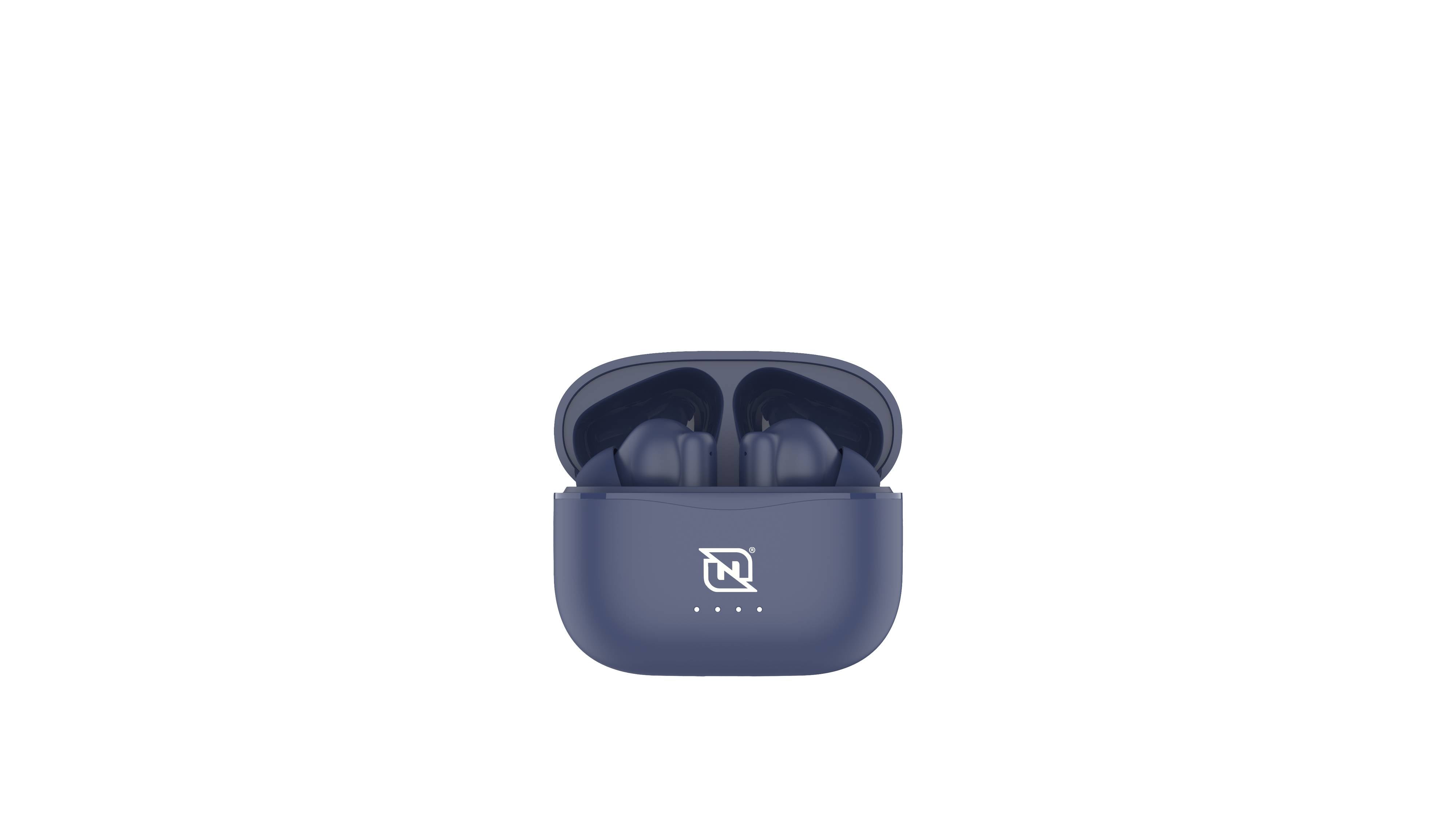 Audifonos in-ear ntws-103 bluetooth 5.3 tws super bass manos libres hasta 5 hrs de duración - 4 indicadores de carga en dock, azul