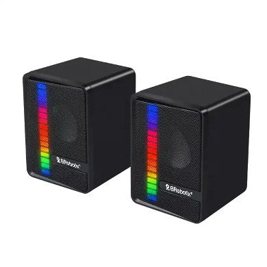 BOCINA ALAMBRICA - STEREO, USB +  3.5 MM, C/CONTROL DE VOLUMEN, ANTIDESLIZANTE, DE ESCRITORIO, P/PC/LAPTOP, NEGRO BROBOTIX 963920