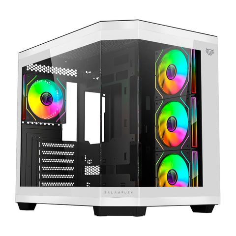 Gabinete Balam Rush Med Tor Tank 9600 Usb 3.0, 4 Ventiladores Argb, Blanco/Negro (Br-938693)
