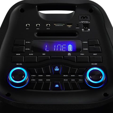 Bafle Vorago Bluetooth Usb, Tf, Doble 10", 80W-Rms, Tws, Microfono Inalambrico, Rgb, Ksp-600