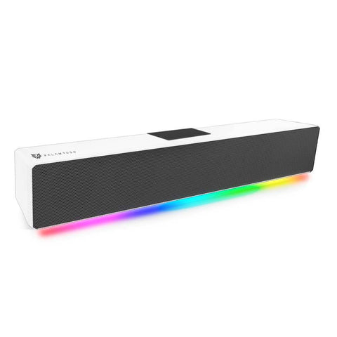 Barra de sonido Gamer Glimm Bar BG585 Balam Rush Conexión Bluetooth/Auxiliar, Radio FM/TF, Batería Recargable 1200 mah, iluminación LED 3 modos, 10w RMS. Sonido estéreo, Color Blanco