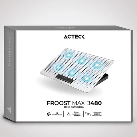 Base Enfriadora Acteck Froost Max B480 Para Laptop, 6 Ventiladores, Negro (Ac-936163)