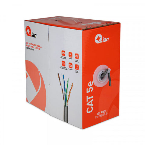 Bobina Qian 100 Mts, Utp Cat5E, Interior, Color Gris,  24 Awg,  QHR-CAT5E-10