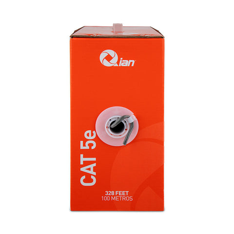 Bobina Qian 100 Mts, Utp Cat5E, Interior, Color Gris,  24 Awg,  QHR-CAT5E-10