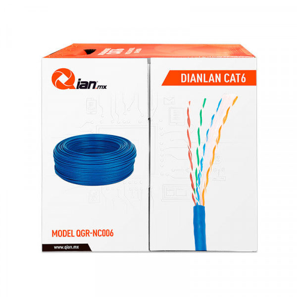 Bobina Utp Cat6 Qian De 100Mts, Uso  Interior, Azul, 23 Awg, Qhr-Cat6-10