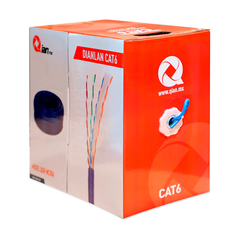 Bobina Utp Cat6 Qian De 100Mts, Uso  Interior, Azul, 23 Awg, Qhr-Cat6-10