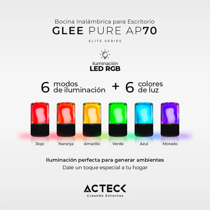 Bocina Acteck Glee Pure AP70 Bt 60W Bateria Recargable Negro (AC-936385)