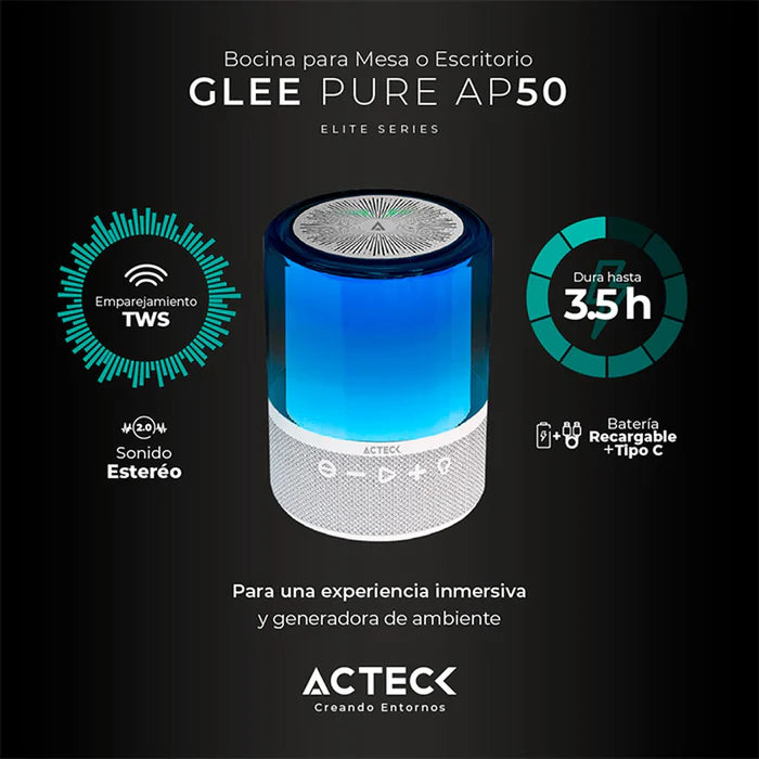 Bocina Acteck Glee Pure Ap50 Bt 40W Bateria Recargable Blanco (AC-936415)