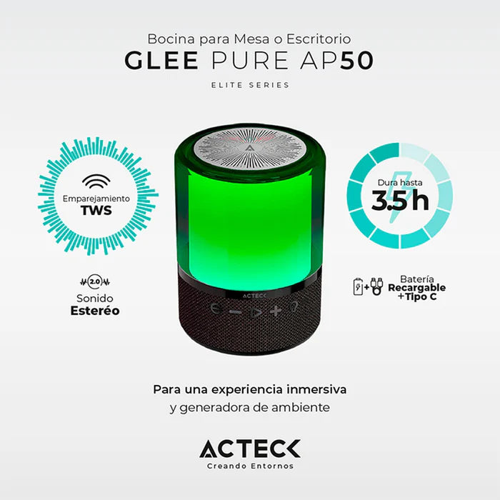 Bocina Acteck Glee Pure Ap50 Bt 40W Bateria Recargable Negro (AC-9364089)