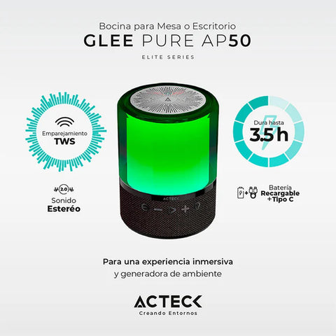Bocina Acteck Glee Pure Ap50 Bt 40W Bateria Recargable Negro (AC-9364089)