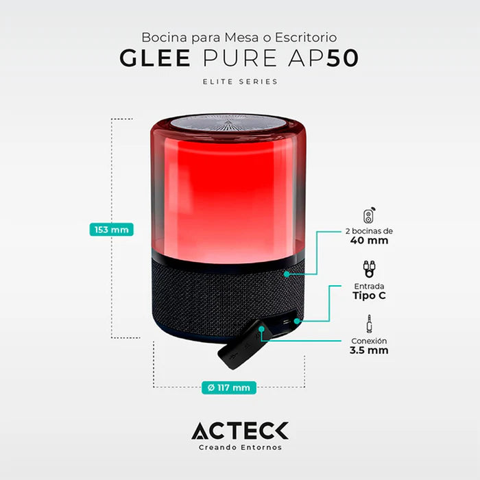 Bocina Acteck Glee Pure Ap50 Bt 40W Bateria Recargable Negro (AC-9364089)