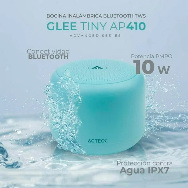 Bocina Acteck Glee Tiny Ap410 Bt5.0 Ipx7 Tipo-C 8hrs Azul AC-935067