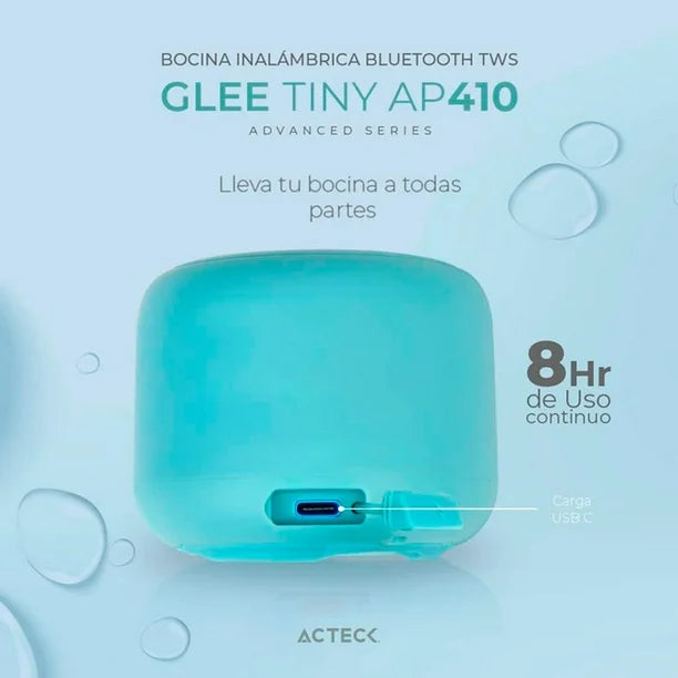 Bocina Acteck Glee Tiny Ap410 Bt5.0 Ipx7 Tipo-C 8hrs Azul AC-935067