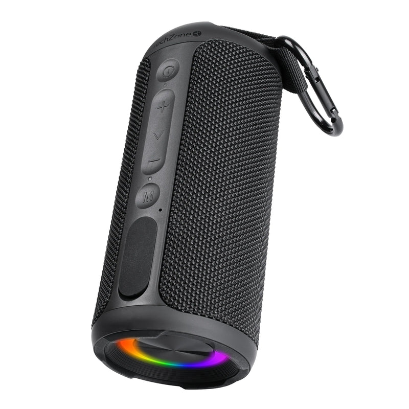 Bocina Inalámbrica Techzone Tzsp02 Tws Rgb Ipx7  Batería 2400 Mah Color Negro