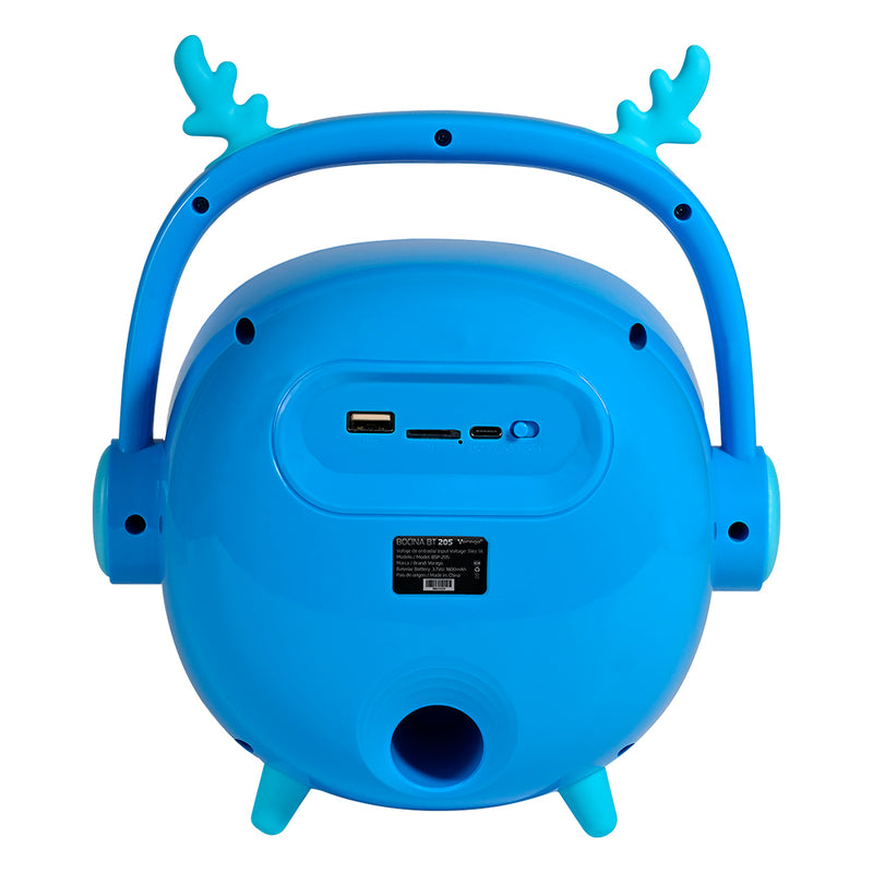 Bocina Infantil Vorago Bsp-205-Bl 4 Pulgadas Luz Led Usb Tipo C Efecto De Voces Microfono Azul