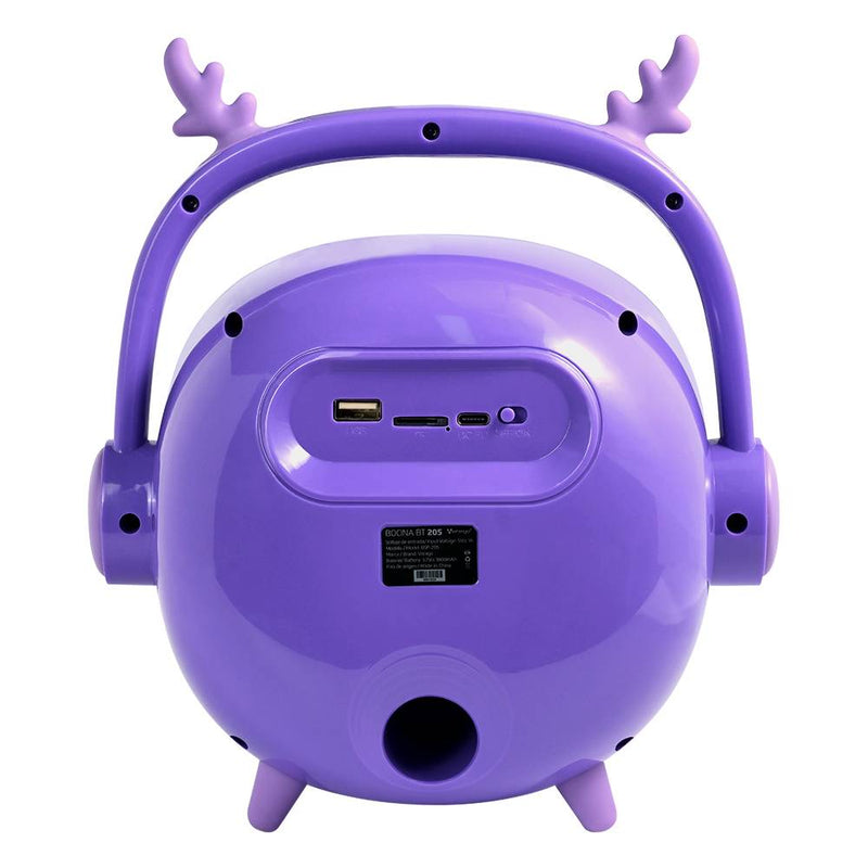 Bocina Infantil Vorago Bsp-205-Bl  4 Pulgadas Luz Led Usb Tipo C Efecto De Voces Microfono Purpura