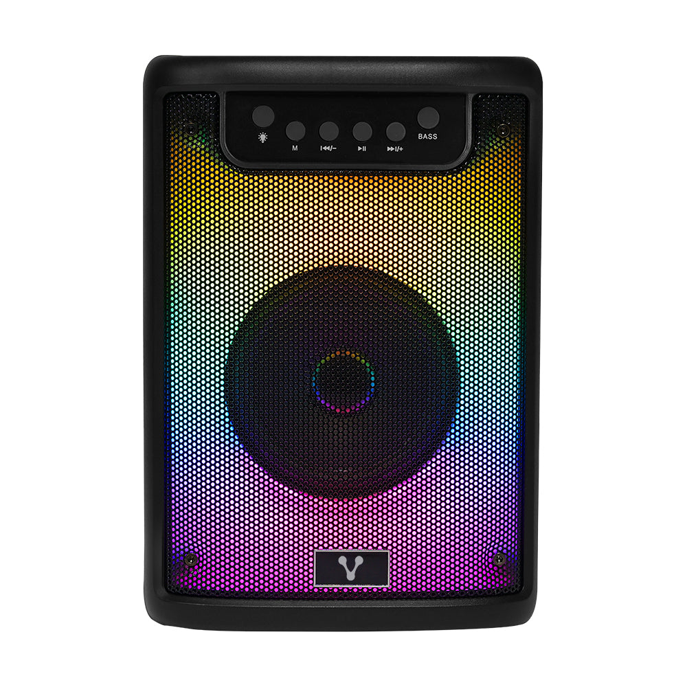 Bocina Karaoke Bafle Vorago Ksp-205  4 Pulgadas Rgb Hasta 4 Hrs De Musica Micro Sd Tws Usb 3.5 Mm