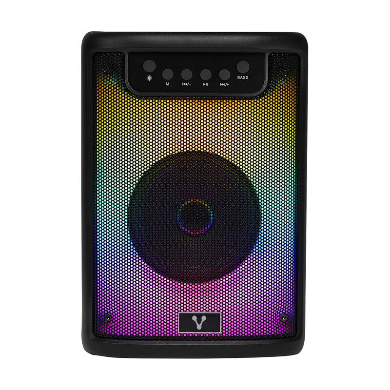 Bocina Karaoke Bafle Vorago Ksp-205  4 Pulgadas Rgb Hasta 4 Hrs De Musica Micro Sd Tws Usb 3.5 Mm