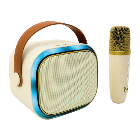 Bocina Karaoke Necnon Nb-203Mic Inalambrico Bt5.3, Fm, Micro sd, Usb, 3.5Mm, 5W, Color Beige - Nbbs2314Va