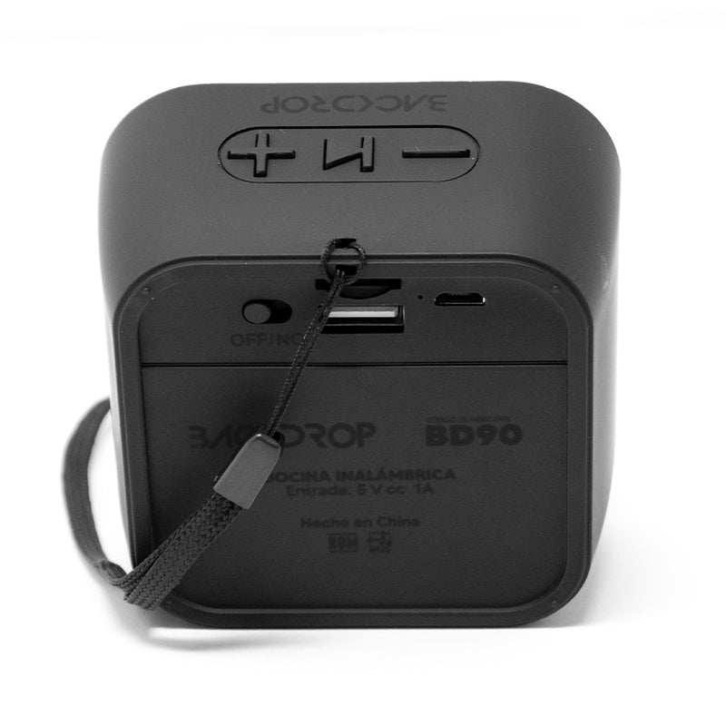 Bocina bluetooth Backdrop Potencia de 3W, SD Card, Manos Libres, Bluetooth, Radio FM y USB. Color negro. Modelo BD90