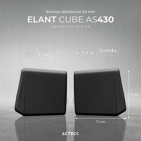 Bocinas 2.0 Acteck Cube As430, Usb A 6W, Conexión 3.5MM, Color Negro - (AC-935265)