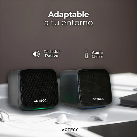 Bocinas 2.0 Acteck Cube As430, Usb A 6W, Conexión 3.5MM, Color Negro - (AC-935265)