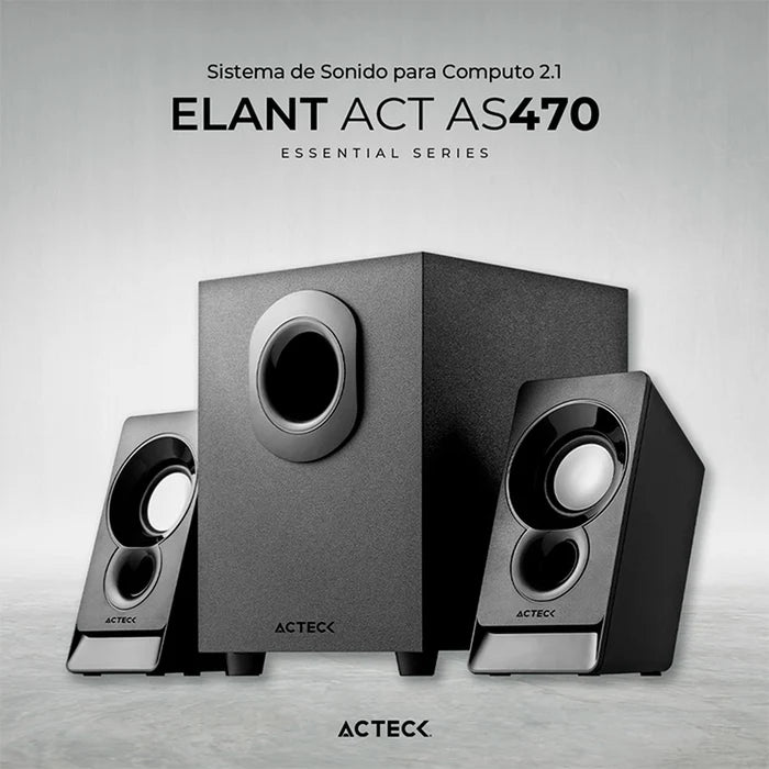 Bocinas 2.1 Acteck Subwoofer Elant As470 Alambrico Negro (AC-935241)